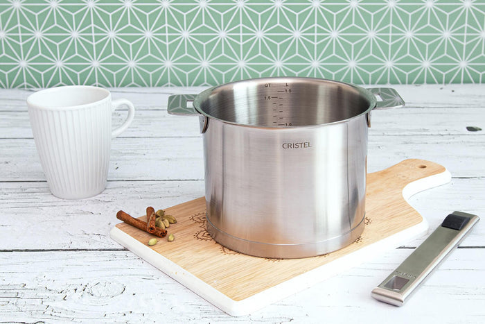 Casserole haute graduée Cristel Strate Amovible 14cm en acier inox 18/10