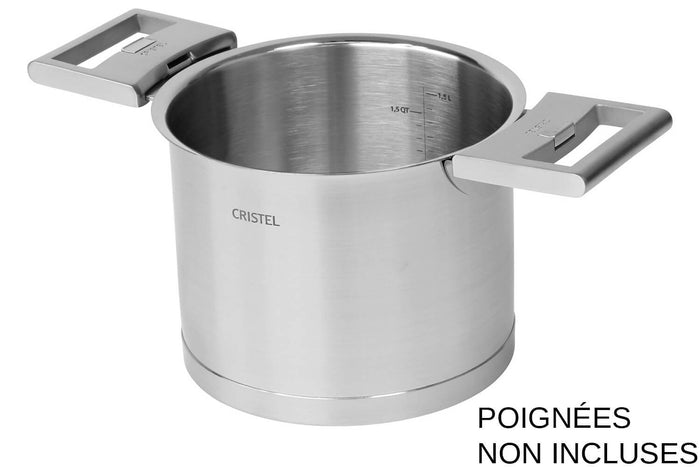 Casserole haute graduée Cristel Strate Amovible 14cm en acier inox 18/10