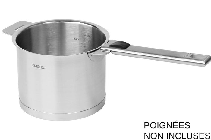 Casserole haute graduée Cristel Strate Amovible 14cm en acier inox 18/10