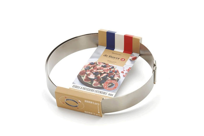 Cercle à entremets extensible De Buyer en inox hauteur 3cm - 18 à 36cm
