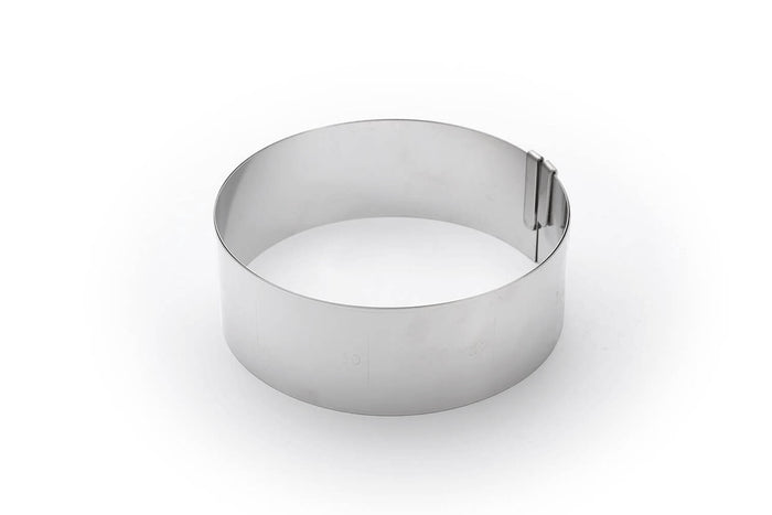 Cercle à entremets extensible De Buyer en inox hauteur 6,5cm - 18 à 36cm