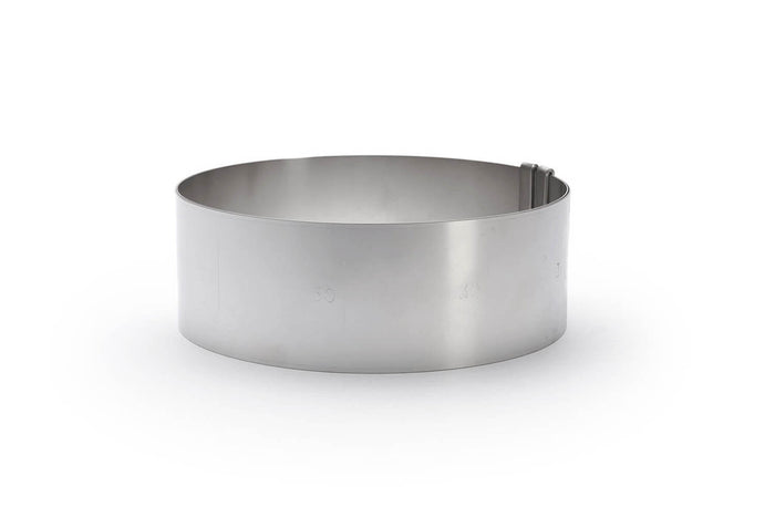 Cercle à entremets extensible De Buyer en inox hauteur 6,5cm - 18 à 36cm