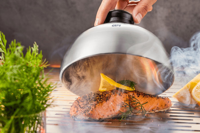 Cloche à burger et fondante Gefu BBQ en acier inox diamètre 15cm