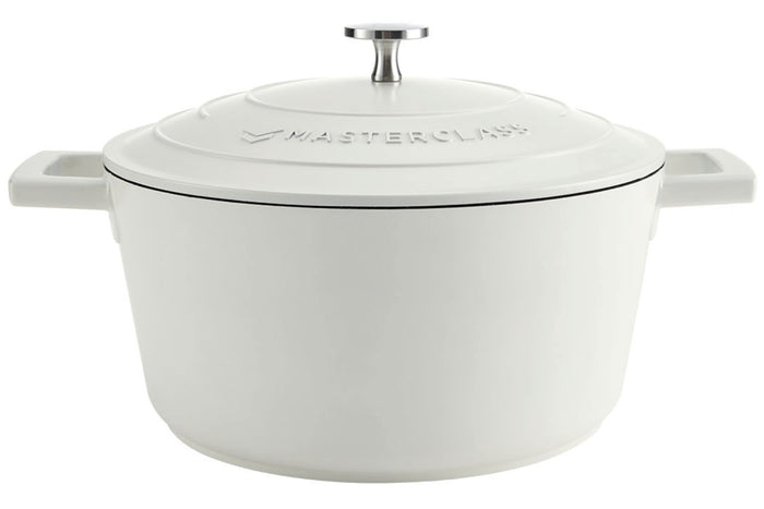 Cocotte MasterClass compatible induction en fonte d'aluminium blanc crème 4L