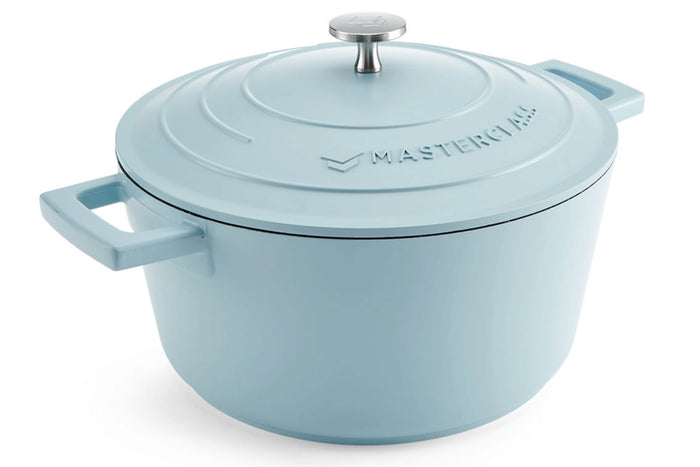 Cocotte MasterClass compatible induction en fonte d'aluminium bleu pastel 4L
