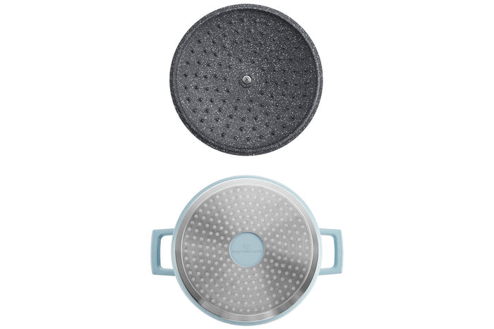 Cocotte MasterClass compatible induction en fonte d'aluminium bleu pastel 4L