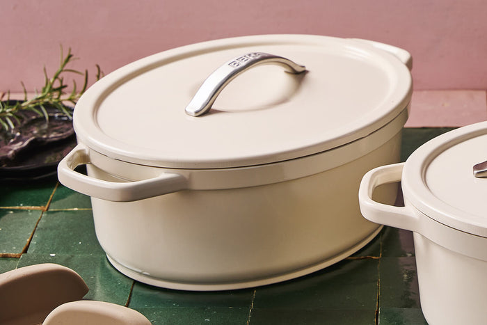Cocotte ovale Beka Plume en aluminium 31cm - Beige