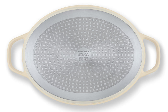 Cocotte ovale Beka Plume en aluminium 31cm - Beige