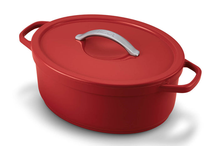 Cocotte ovale Beka Plume en aluminium 31cm - Rouge