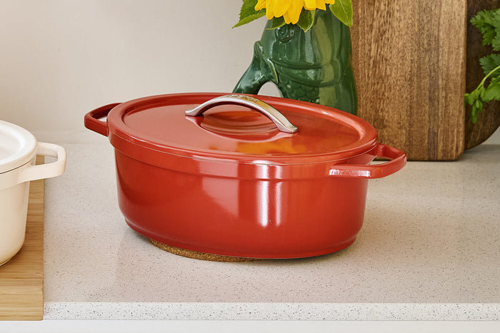 Cocotte ovale Beka Plume en aluminium 31cm - Rouge