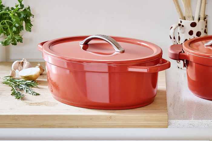 Cocotte ovale Beka Plume en aluminium 31cm - Rouge
