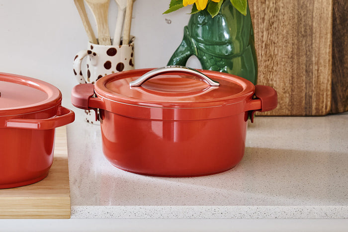 Cocotte ronde Beka Plume en aluminium 24cm - Rouge