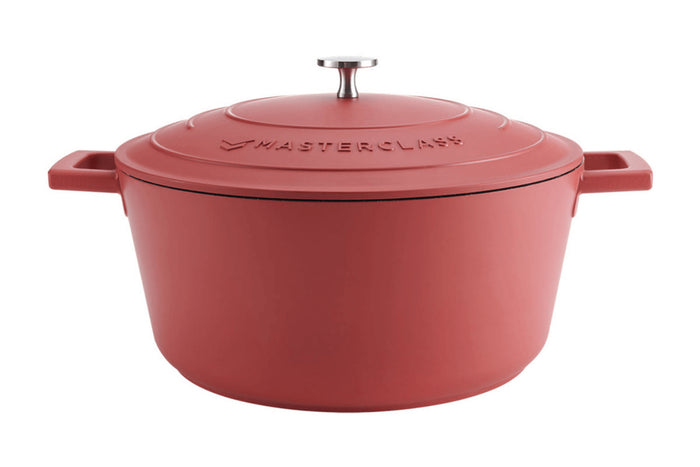 Cocotte ronde MasterClass compatible induction en fonte d'aluminium rouge 5L