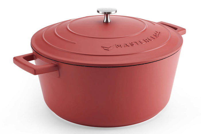 Cocotte ronde MasterClass compatible induction en fonte d'aluminium rouge 5L