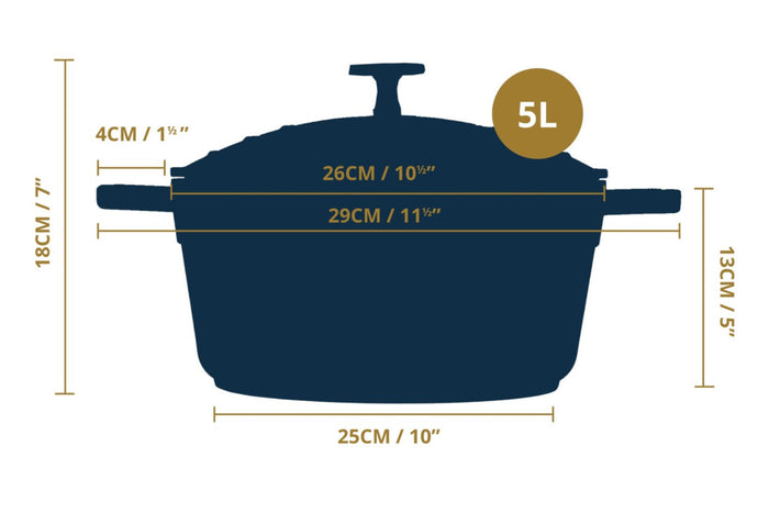 Cocotte ronde MasterClass compatible induction en fonte d'aluminium rouge 5L
