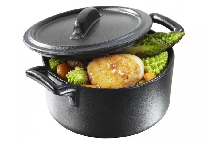 Cocotte ronde Revol Belle Cuisine 20cl avec couvercle noir effet fonte