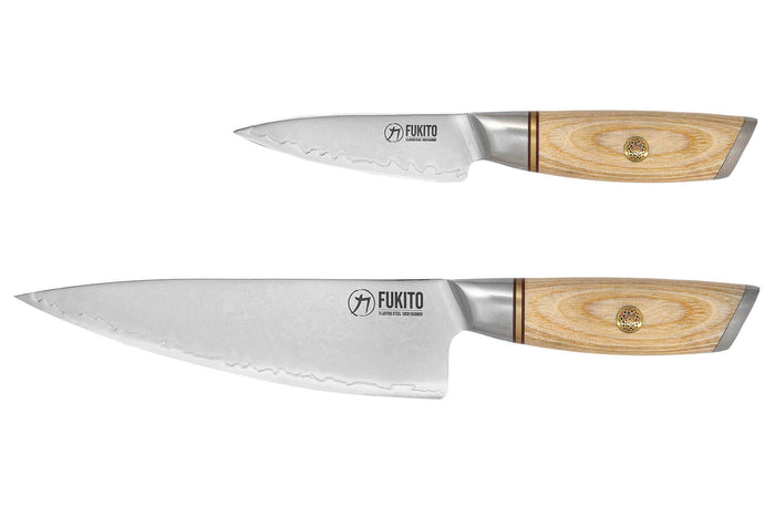 Coffret 2 couteaux Fukito Pakka San Mai Chef + Office