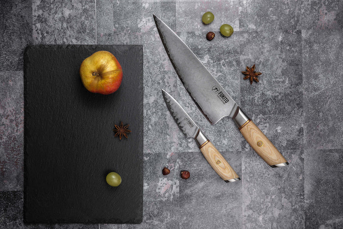 Coffret 2 couteaux Fukito Pakka San Mai Chef + Office
