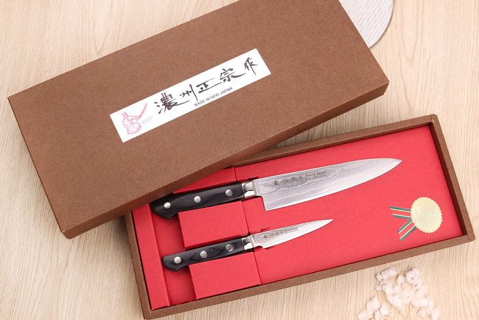 Coffret 2 couteaux japonais Satake Cutlery damas 69 couches chef + office