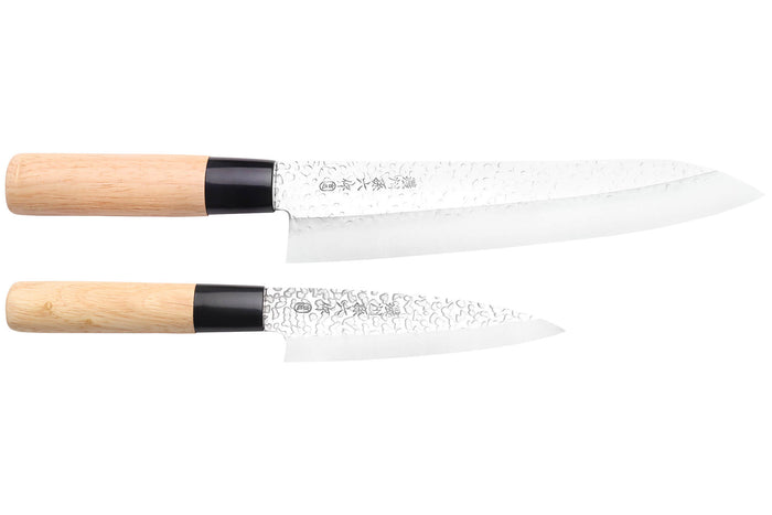 Coffret 2 couteaux japonais Satake Cutlery Tsuchime chef + deba