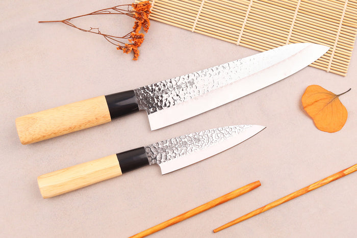 Coffret 2 couteaux japonais Satake Cutlery Tsuchime chef + deba