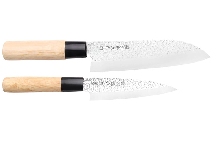 Coffret 2 couteaux japonais Satake Cutlery Tsuchime santoku + deba