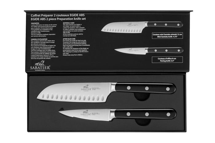 Coffret 2 couteaux Sabatier International Egide Office 9cm + Mini santoku 12cm