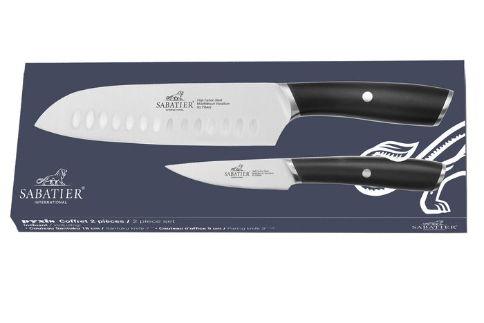 Coffret 2 couteaux Sabatier International Pyxis Office 9cm + Santoku 18cm