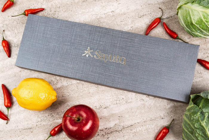 Coffret 2 couteaux Sayuto Séquoia San Mai Santoku + Office