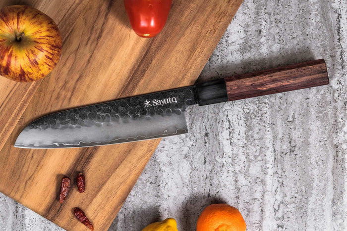 Coffret 2 couteaux Sayuto Séquoia San Mai Santoku + Office