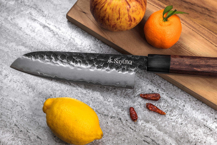 Coffret 2 couteaux Sayuto Séquoia San Mai Santoku + Office