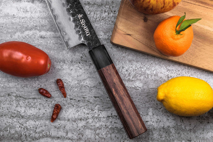 Coffret 2 couteaux Sayuto Séquoia San Mai Santoku + Office
