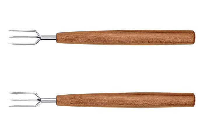 Coffret 2 fourchettes à pommes de terre Triangle Sense inox et manche prunier