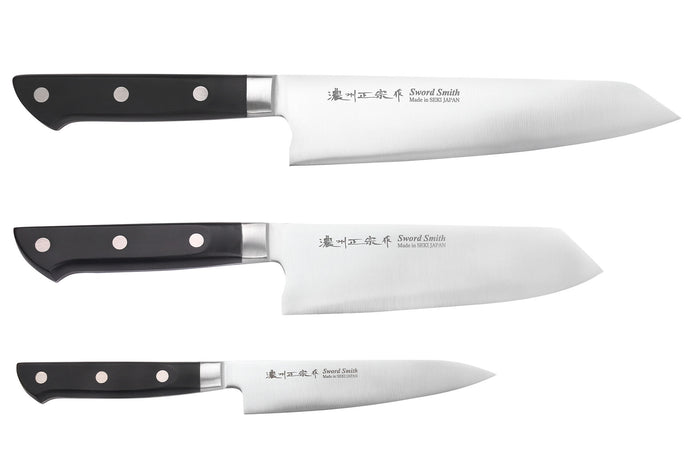 Coffret 3 couteaux japonais Satake Cutlery ABS bunka 20cm + bunka 17cm + universel 13,5cm
