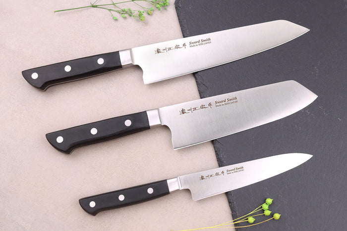 Coffret 3 couteaux japonais Satake Cutlery ABS bunka 20cm + bunka 17cm + universel 13,5cm