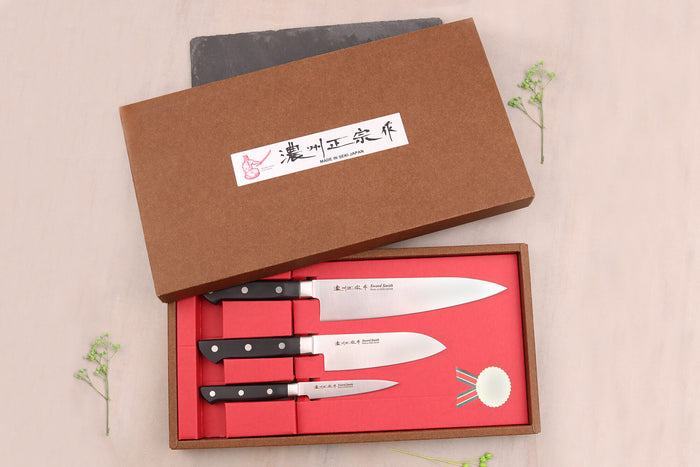 Coffret 3 couteaux japonais Satake Cutlery ABS chef + santoku + office