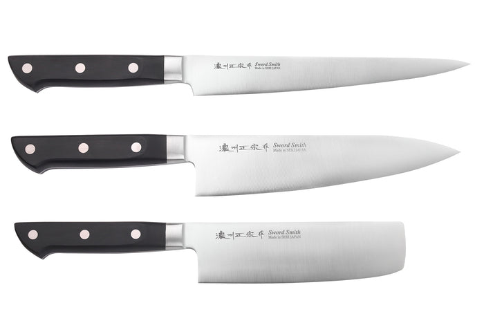 Coffret 3 couteaux japonais Satake Cutlery ABS sujihiki + chef + nakiri