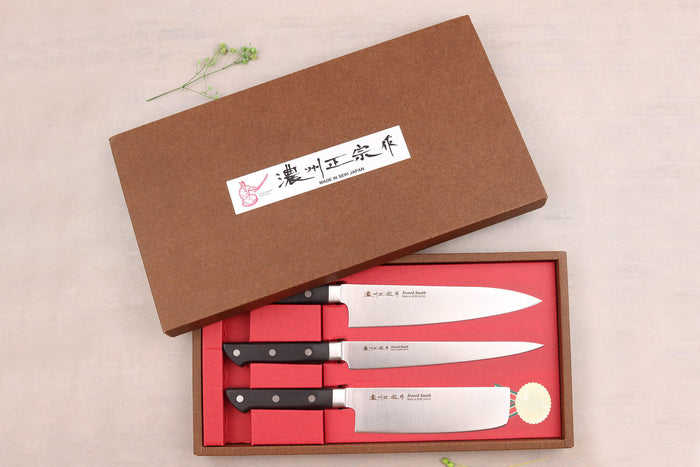 Coffret 3 couteaux japonais Satake Cutlery ABS sujihiki + chef + nakiri