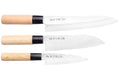 Coffret 3 couteaux japonais Satake Cutlery Tsuchime chef + santoku + deba