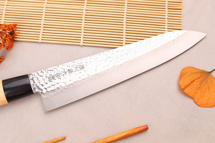 Coffret 3 couteaux japonais Satake Cutlery Tsuchime chef + santoku + deba