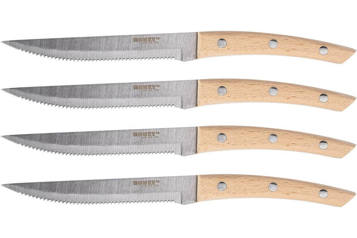 Coffret 4 couteaux à steak Homey's Bokträ lame crantée 13cm