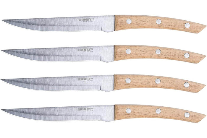 Coffret 4 couteaux à steak Homey's Bokträ lame lisse 13cm