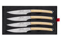 Coffret 4 couteaux à steak Icel lame dentelée 11cm manche incurvé bois d'érable