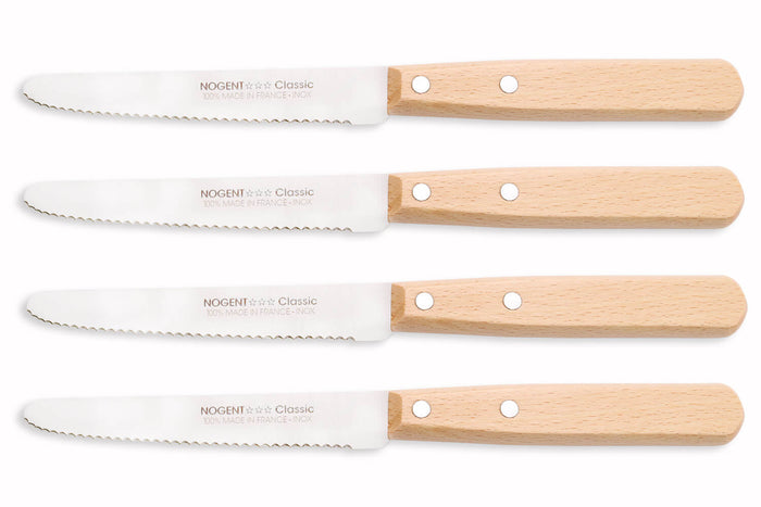 Coffret 4 couteaux de table Nogent Les Basiques manche en bois de hêtre
