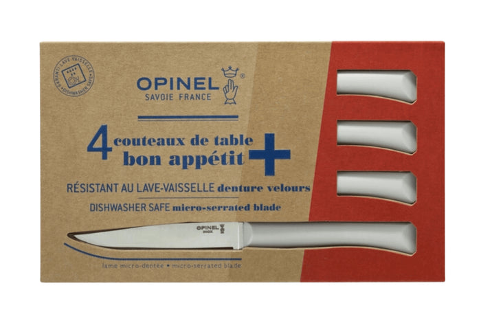 Coffret 4 couteaux de table Opinel Bon Appétit + lame 11cm en inox manche en polymère nuage