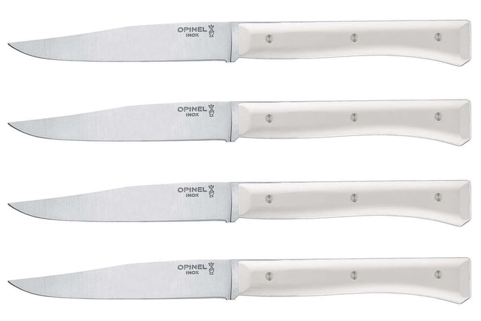 Coffret 4 couteaux de table Opinel Facette manche VittEr® blanc lame 11cm inox lisse