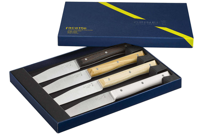 Coffret 4 couteaux de table Opinel Facette Panaché lame 11cm inox lisse
