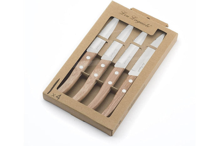 Coffret 4 couteaux d'office dentelés Lou Laguiole Util FOREST bois nature