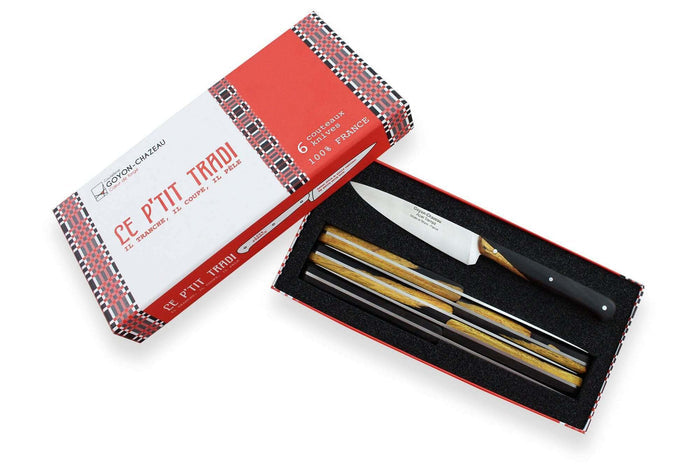 Coffret 6 couteaux d'office Le p'tit tradi Goyon-Chazeau 10cm manche grenadille