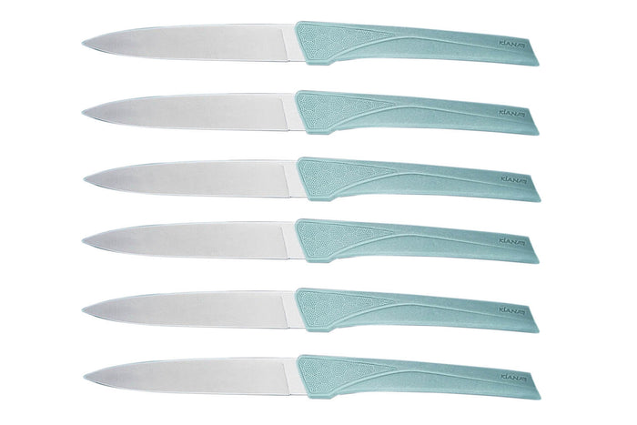 Coffret 6 couteaux Kiana de table lame 10,4cm manche sauge